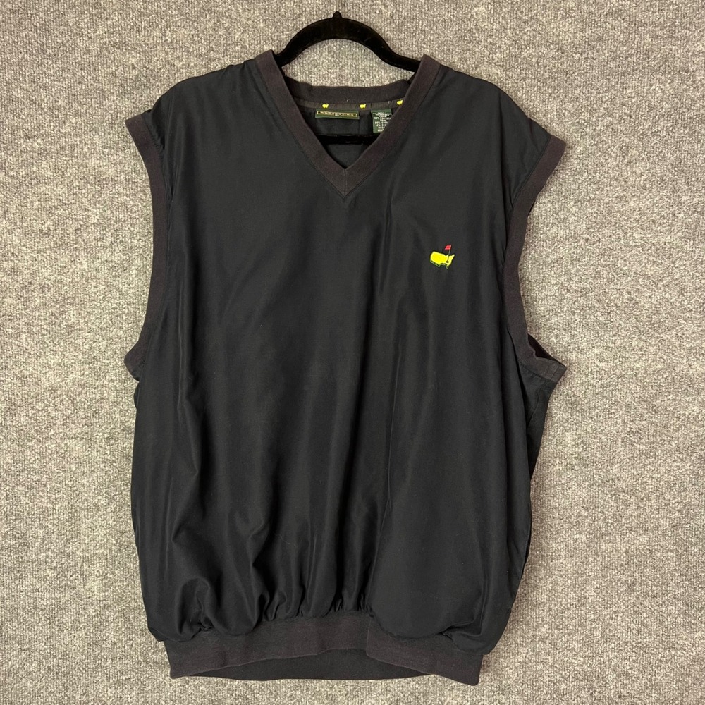 Masters Collection Golf Wind Vest Mens XL Black V-Neck Pullover Logo